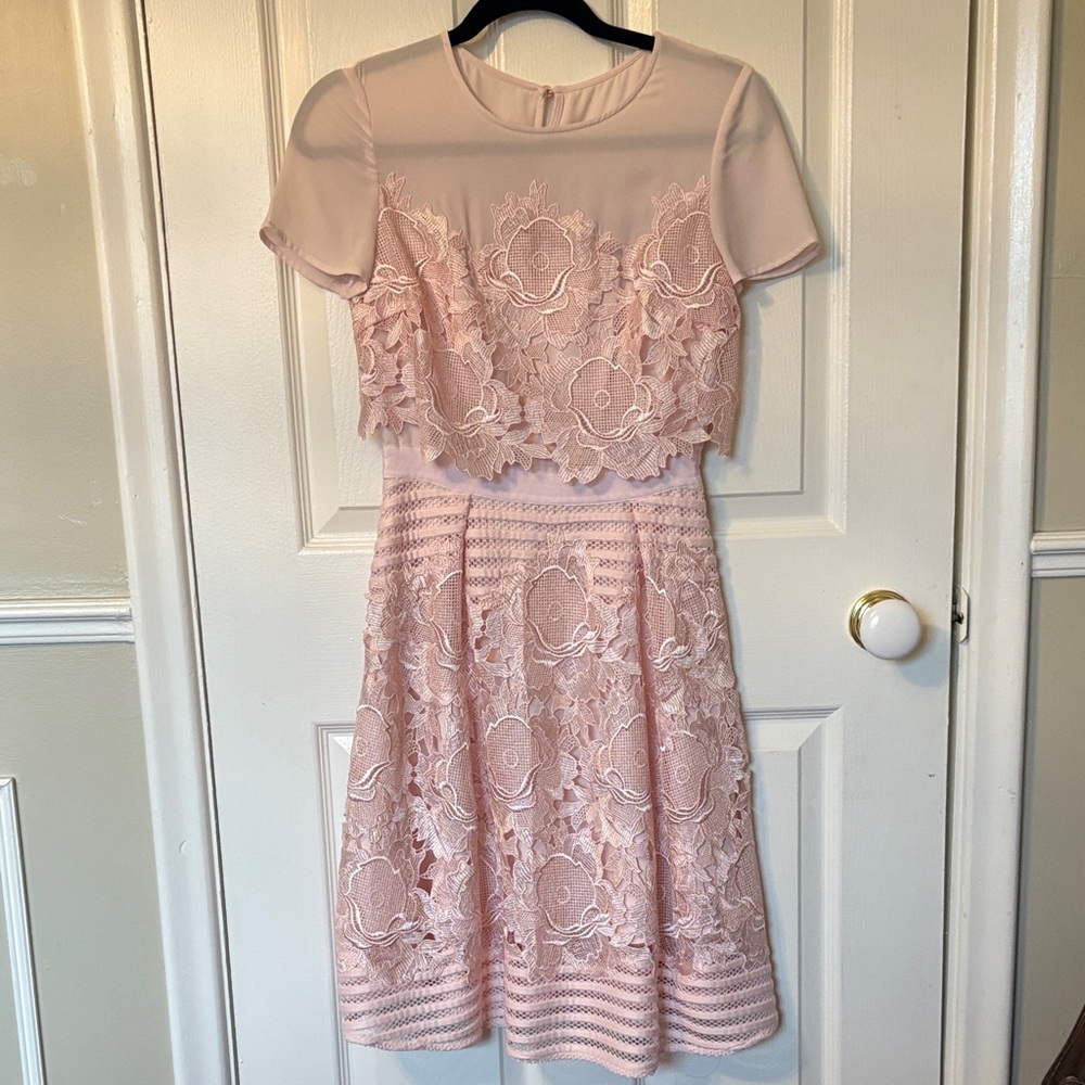 Ted Baker London Pink Lace Midi Dress